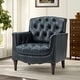 preview thumbnail 63 of 68, HULALA HOME Wemer Traditional Genuine Leather Armchair with Tufted Back NAVY