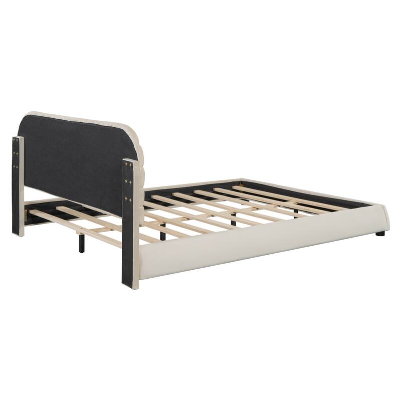 Bedroom Queen Size Velvet Upholstered Platform Bed