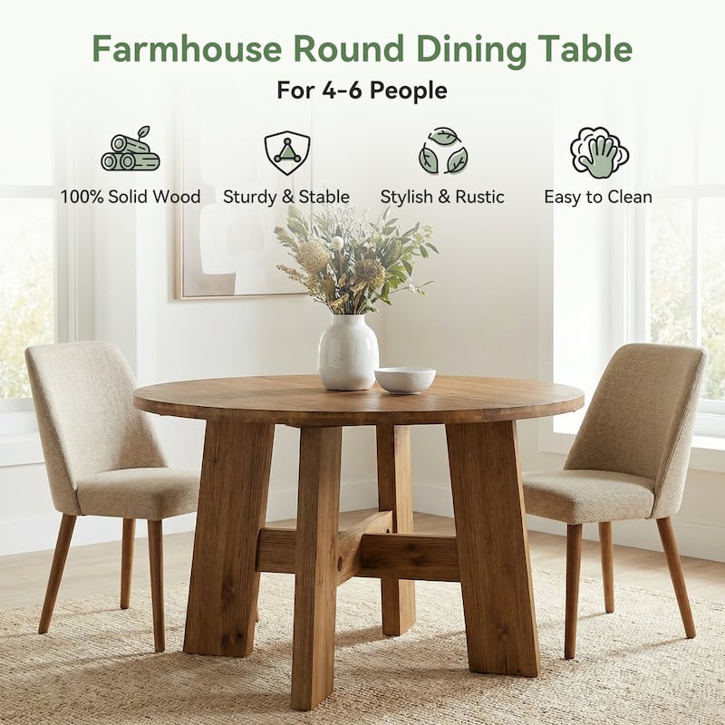 47-Inch Round Kitchen Table for Dining Room