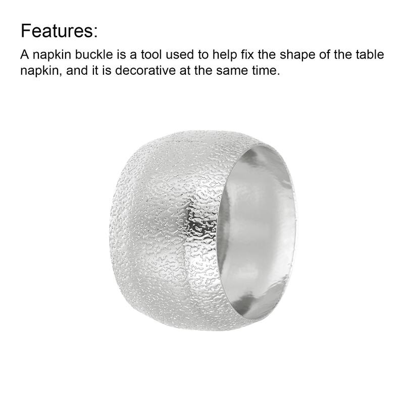 Napkin Rings, 6pcs 40mm Inner Diameter Alloy Napkin Buckles, Silver Tone