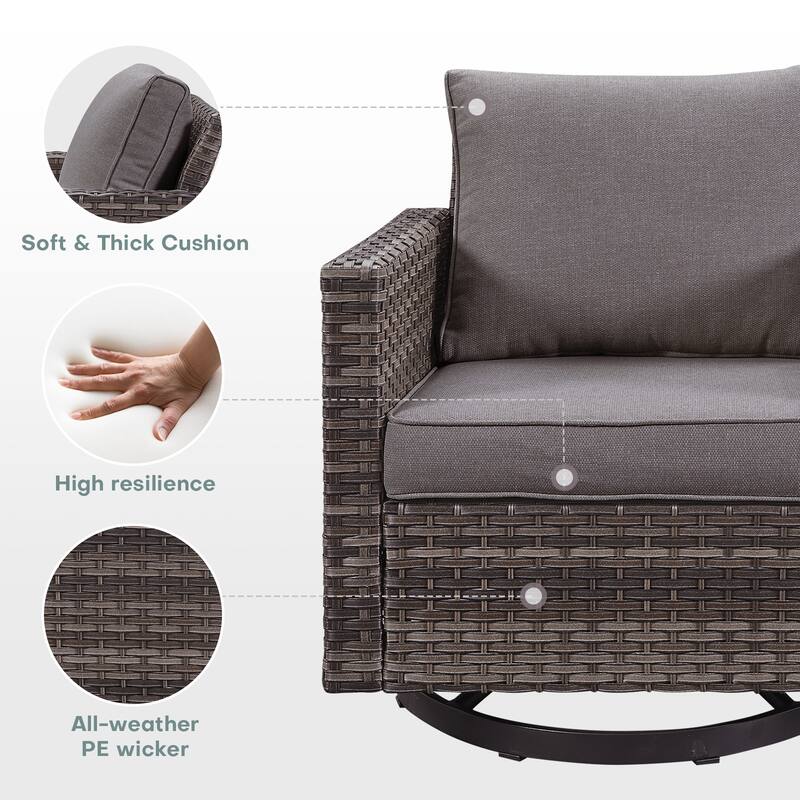 Gymojoy Outdoor Patio Sofa Swivel Chairs Porch Furniture Set