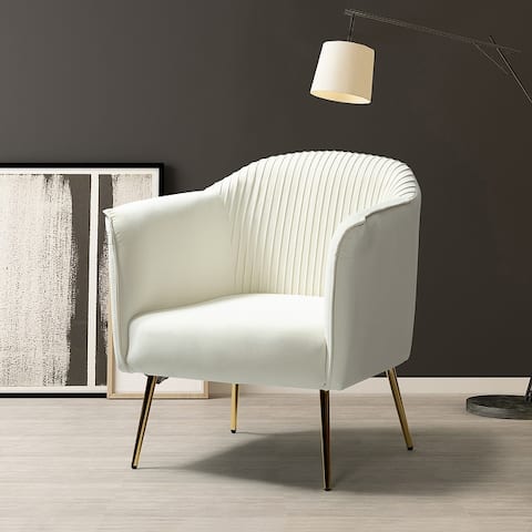 Belicia Contemporary and Classic Velvet Barrel Chair with Metal Legs