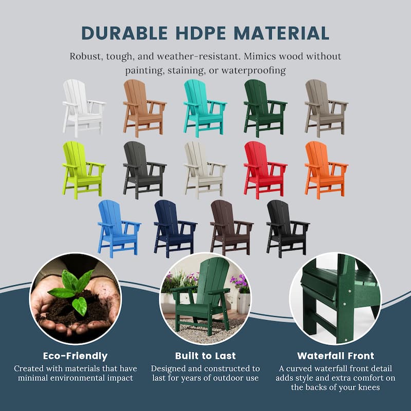 Laguna Hdpe All Weather Outdoor Patio Adirondack Dining Chair With Arms