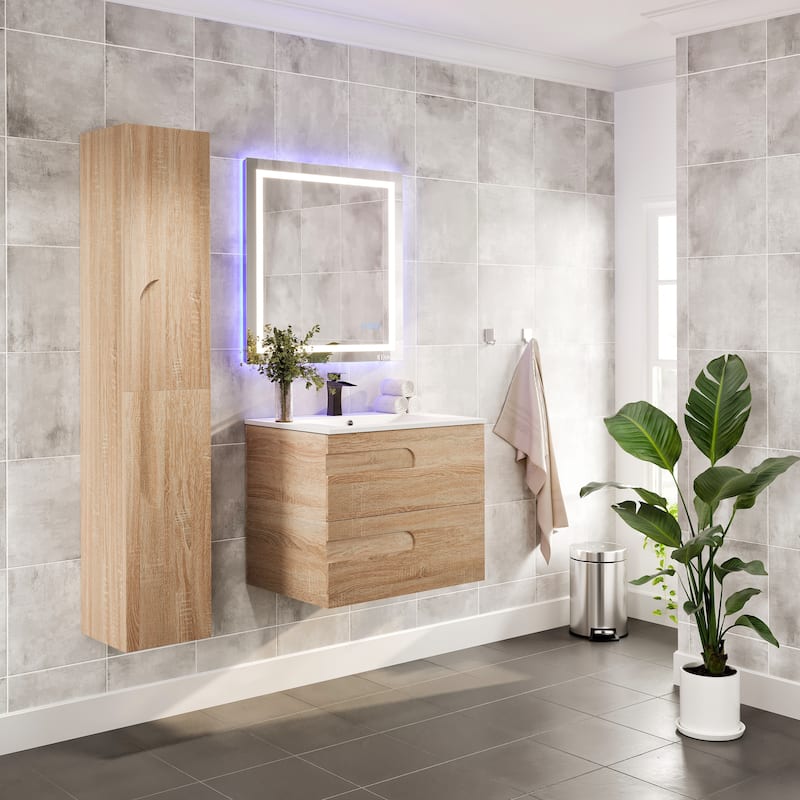 Eviva Joy 12"W x 10"D x 59"H Wall-Mounted Linen Cabinet