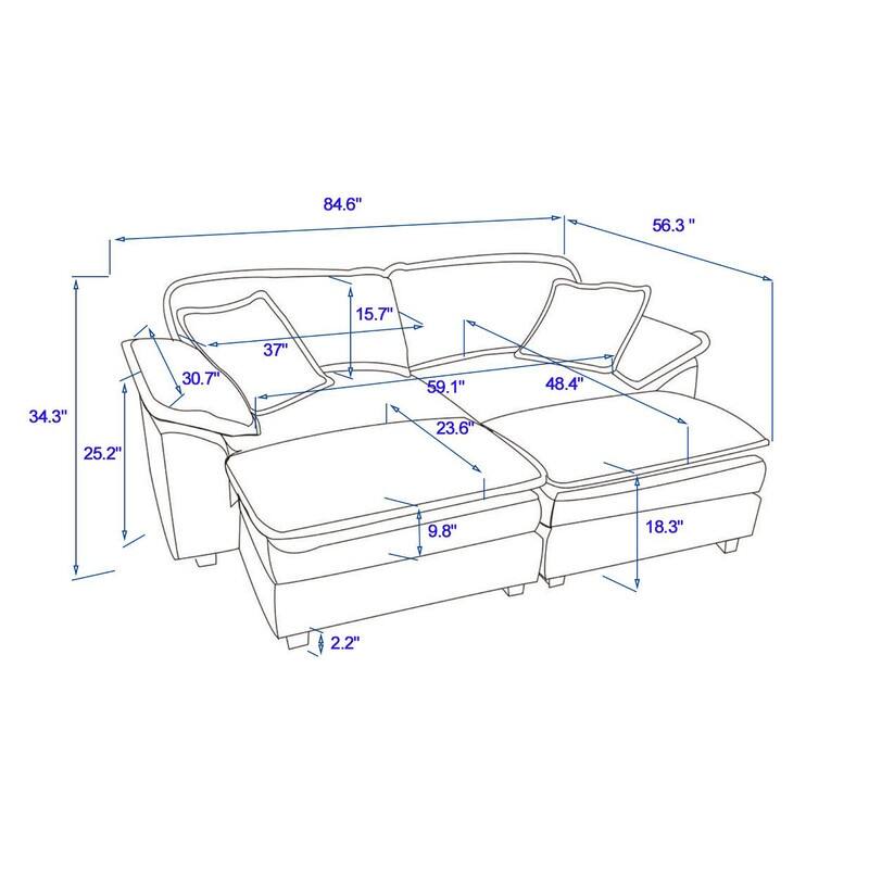 84.60" Corduroy 2 Seater Sofa