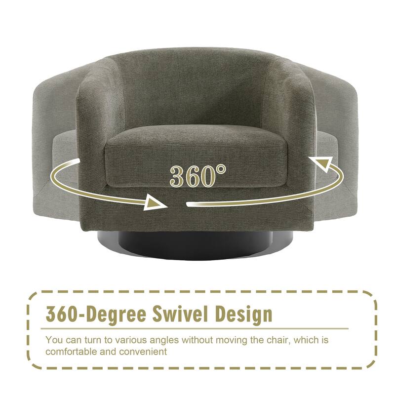 Modern Soft Upholstered Chenille Swivel Barrel Chair