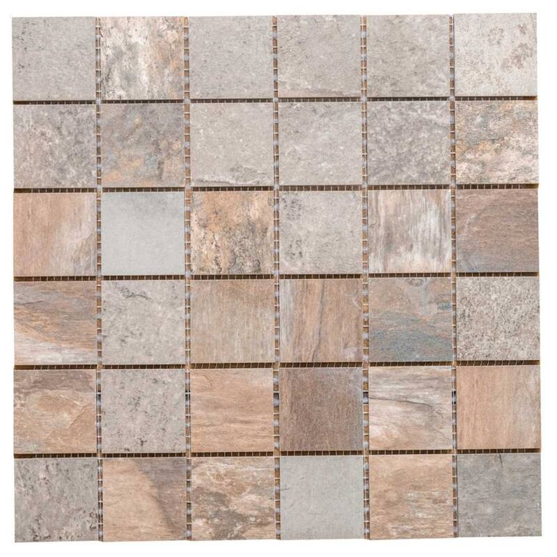 The Tile Life Wells Stone 2x2 Multi Brown Porcelain Floor & Wall Tile