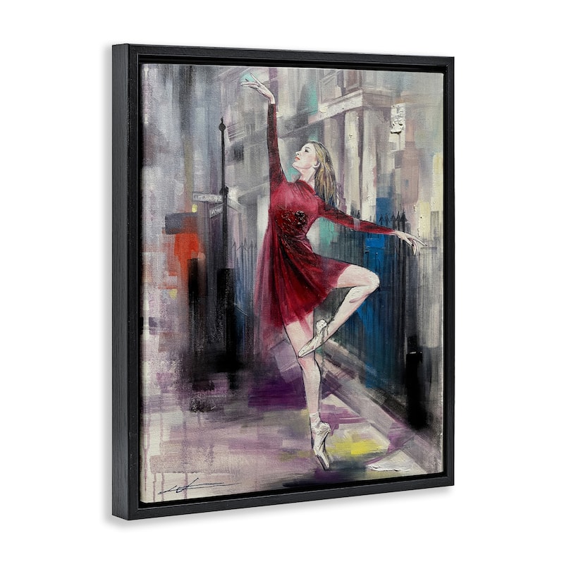 Stupell Ballet on City Street Framed Floater Canvas Wall Art Design By Lucille Lee