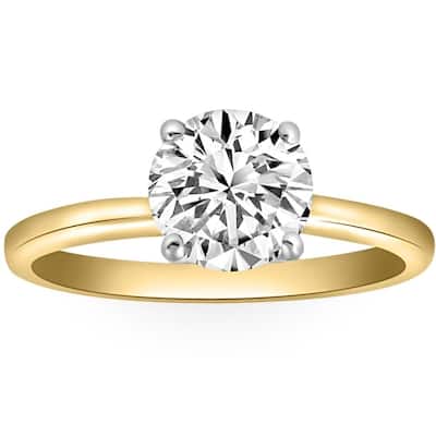 1 1/2CT Moissanite 4Prong Solitaire Engagement Ring in White or Yellow Gold