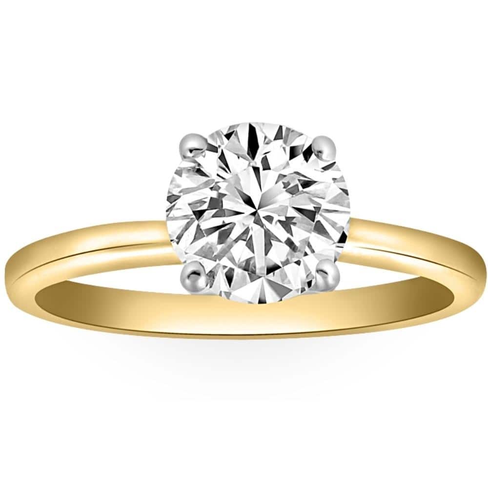 1 1/2CT Moissanite 4Prong Solitaire Engagement Ring in White or Yellow Gold