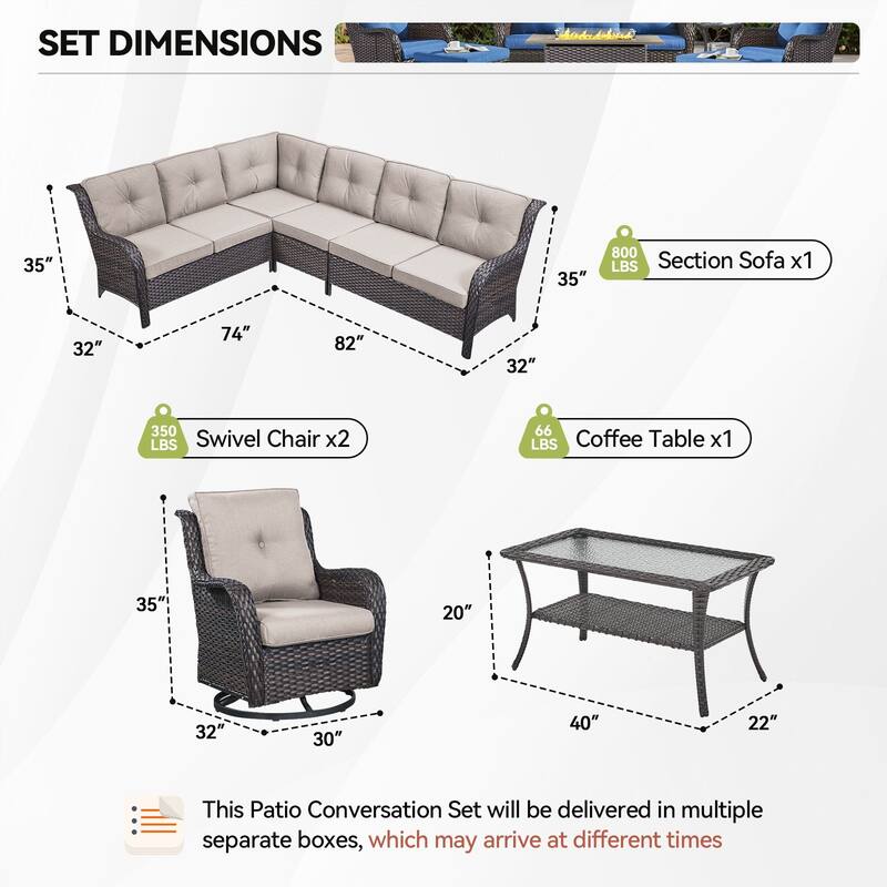 Outdoor Conversation Sets 2 Sectional Sofa Furniture