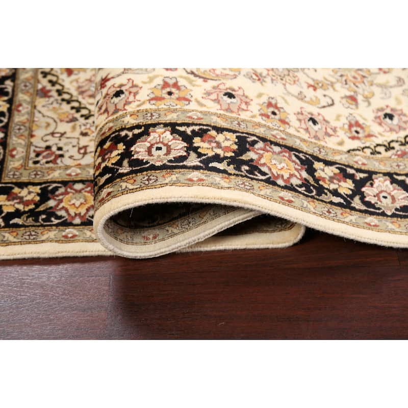 Vegetable Dye Wool/ Silk Floral Tabriz Oriental Area Rug Hand-knotted - 4'0" x 6'2"