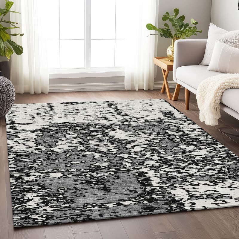 Premium Washable Super Soft Abstract Pixels Mayfield Rug - Black - 9' x 12'
