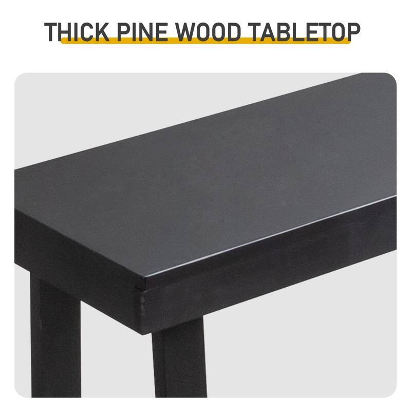 Narrow Solid Pine Wood Entryway Console Table for Small Space Living Room Furniture Decor