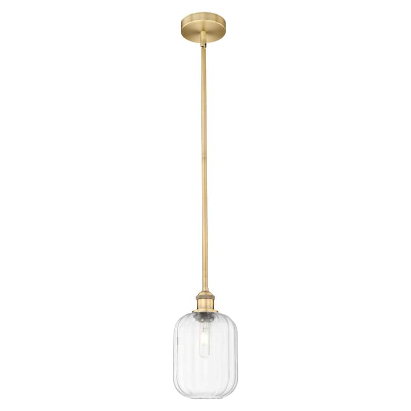 Innovations Lighting Endless Possibilities Edison - Preston - 1 Light 7" Jar Shade Stem Hung Mini Pendant - Clear/Brushed Brass
