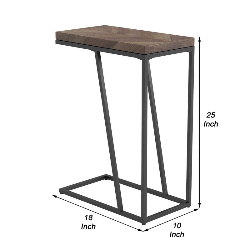 18 in. Brown and Gray Rectangle Wood End Table, Sturdy Build End Side Table for Living Rooms