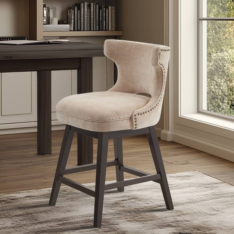 Madison Park Emmett 360-degree swivel counter stool with nailheads