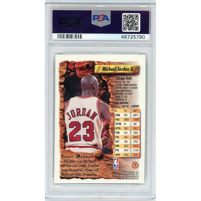 Michael Jordan 1993 Topps Finest Basketball Card #1 Graded PSA 8 NM-MT - 8'6" x 11'6"