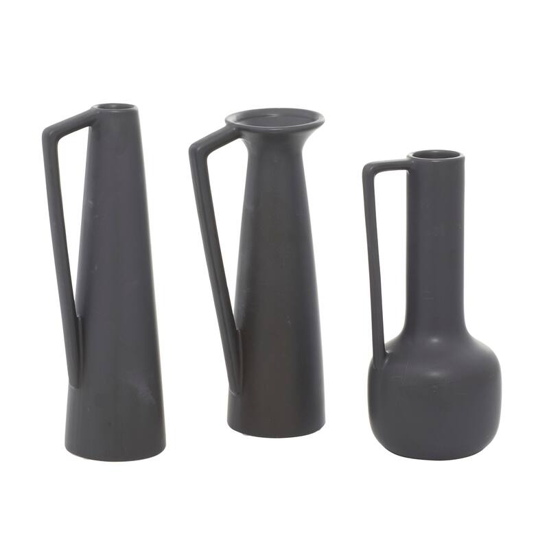 CosmoLiving by Cosmopolitan Ceramic Vase with Handles (Set of 3) - Black or White