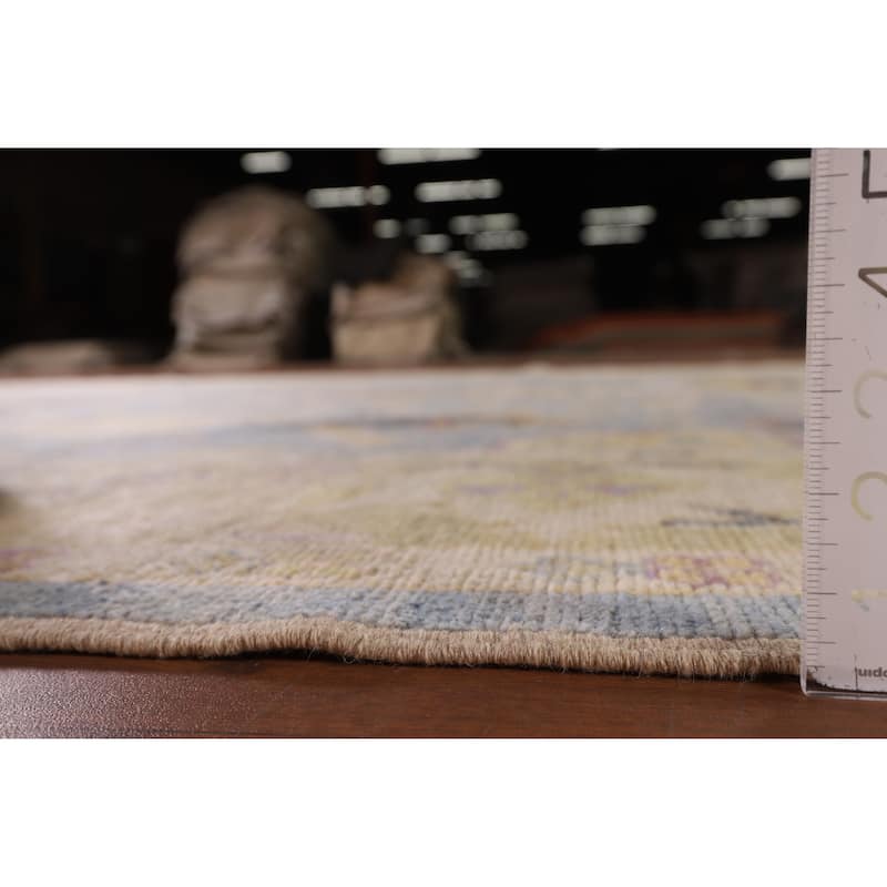 Light Blue Vegetable Dye Oushak Area Rug Hand-Knotted Wool Carpet - 8'3" x 10'2"