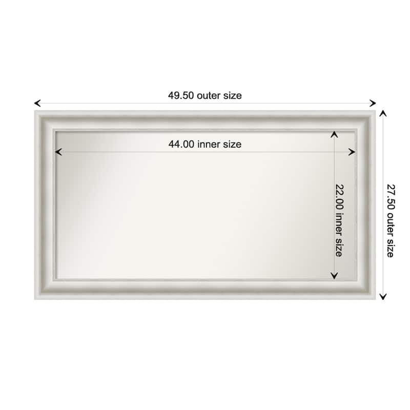 Parlor White Framed Non-Beveled Custom Wall Mirror, Bathroom Vanity Mirror - Outer Size: 49.5 x 27.5