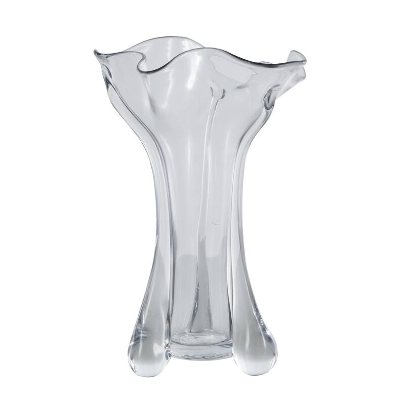 Glass Abstract Fluted Tulip Decorative Vase - Clear - Roche River Decor
