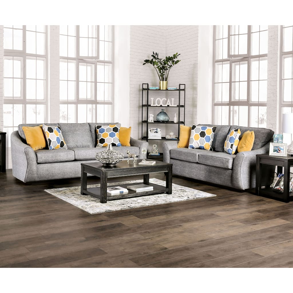 Steinley Transitional Fabric Upholstered 2-Piece Sofa Set by Furniture of America