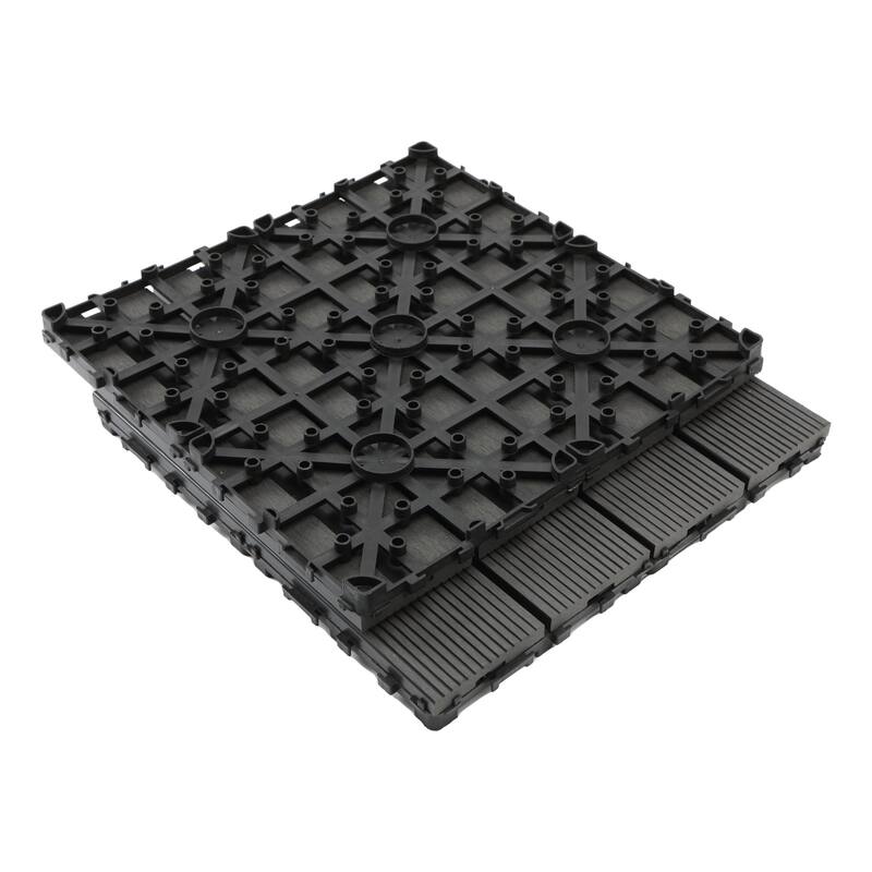 9 PCS heavy-duty & recyclable Wood-Plastic Interlocking Deck Tiles 11.8" x 11.8" Gray