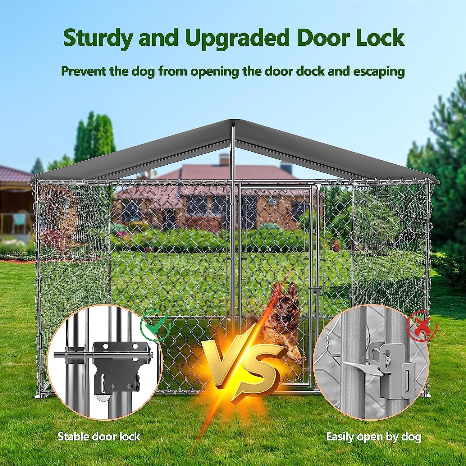 Large Dog Kennel Outdoor, Heavy Duty Outdoor Dog Kennel Chain Link Dog Cage  Dog Playpen Dogs Run - Overstock - 37987955