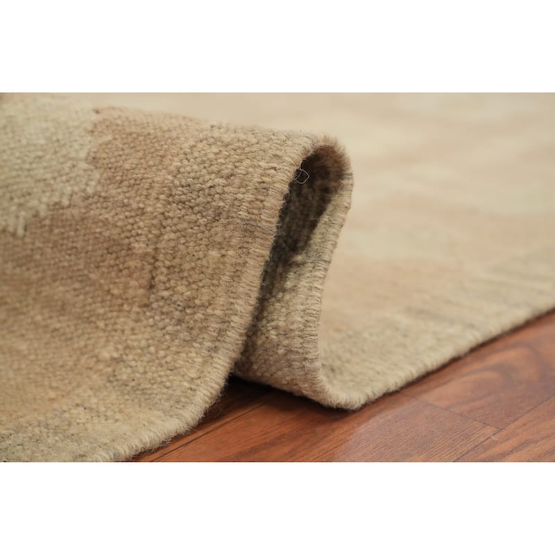 Hand Woven Oriental 100% Wool Carpet Southwestern Tribal Greys & Charcoal Kilim Area Rug - 13' 0'' X 10' 0''