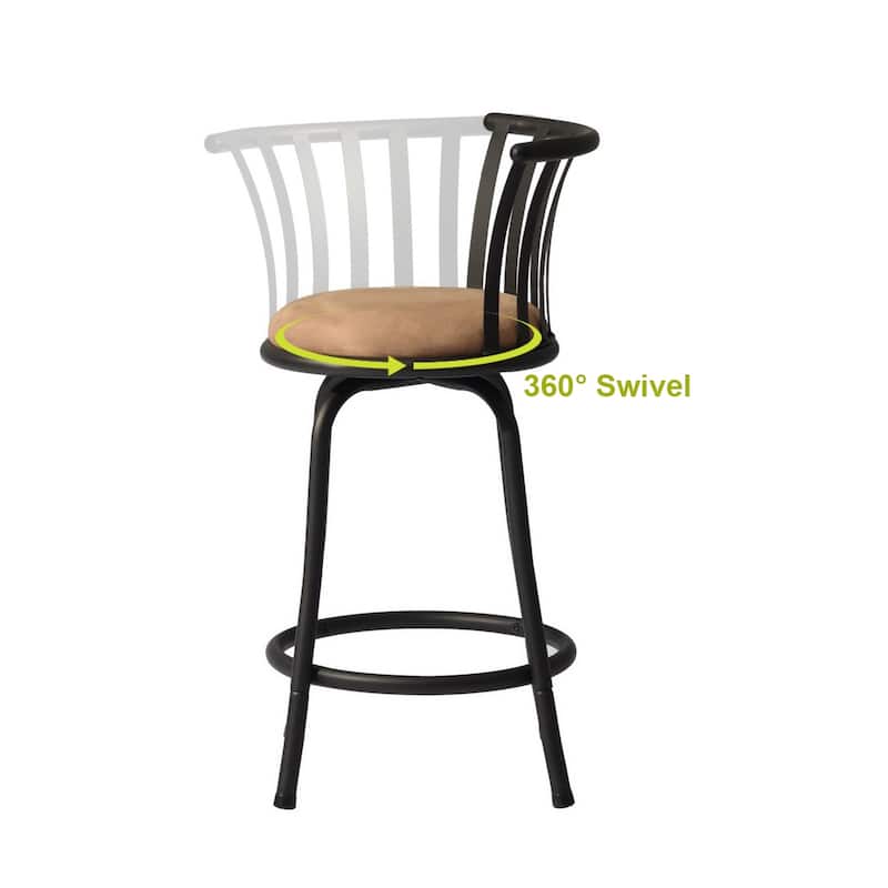 Homylin Upholstered Faux Leather Swivel Bar Stool (Set of 2)