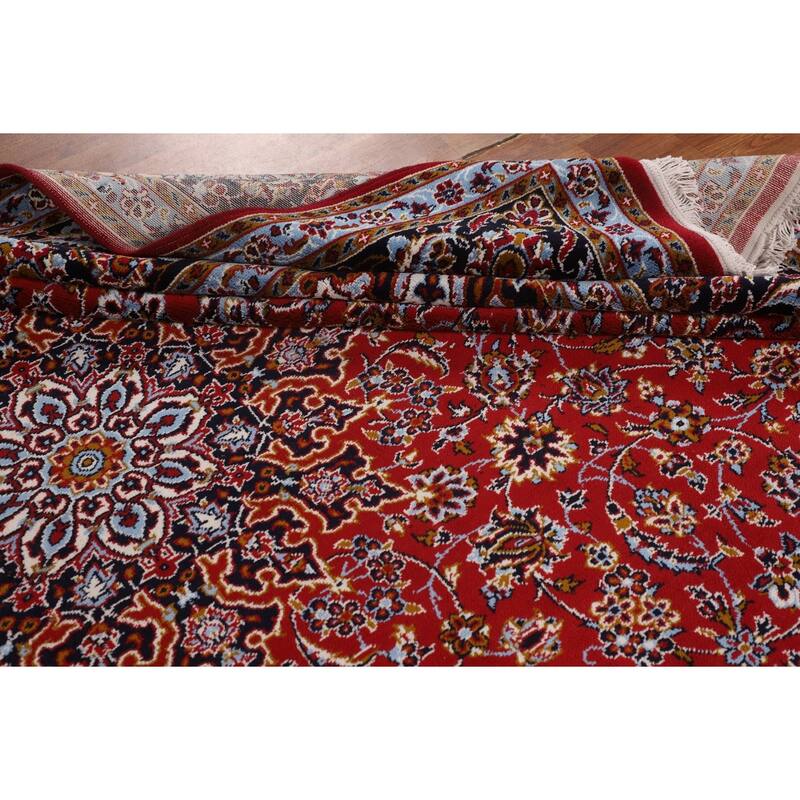 Red Floral Kashan Turkish Area Rug Home Decor Machine-Made Carpet - 9'9" x 13'4"