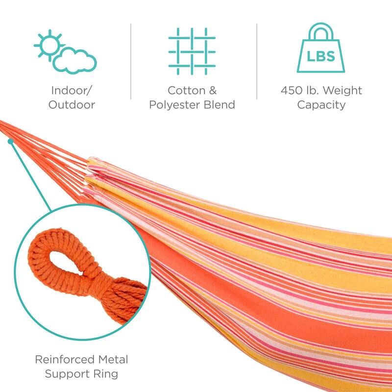 2 person cotton double layer hammock with portable handbag Bed Bath