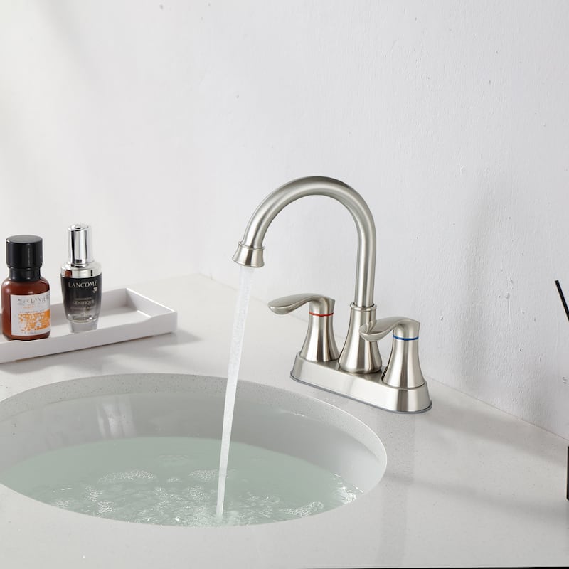 Double Handle three Hole Bathroom Faucet - Silver