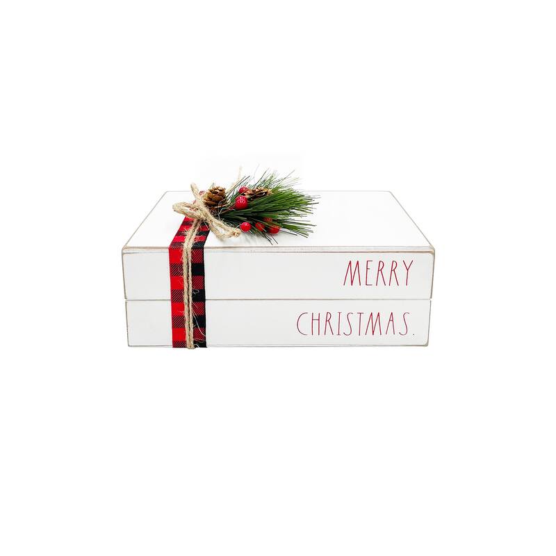 Rae Dunn CHRISTMAS Themed Decorative Stacked Books