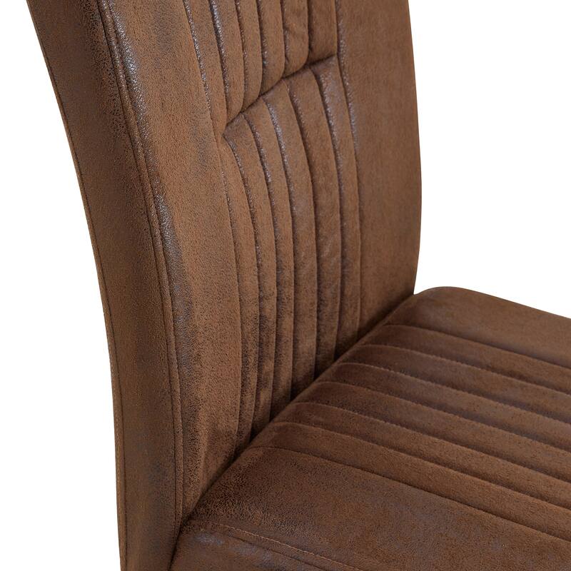 4 Ergonomic Brown Technology Fabric Dining Chairs, With Simple Line Design And Comfortable Sponge Filling And Black Metal Leg