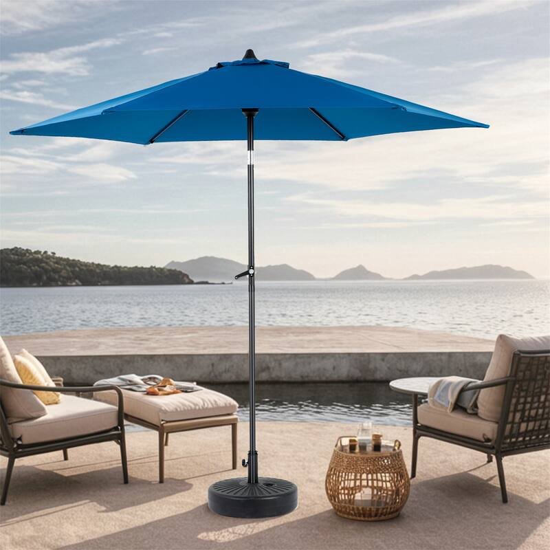 104" Patio Umbrella with Push Button Tilt,6 Ribs and Crank (No Base) - Dark Blue