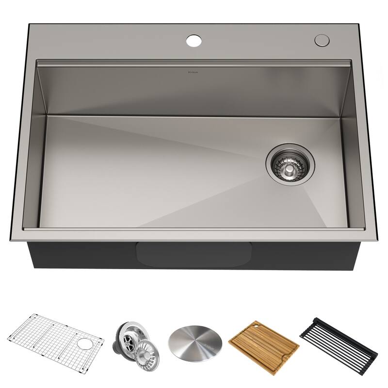 Kraus Kore 30" Drop In or Undermount Single Basin Stainless Steel - Stainless Steel