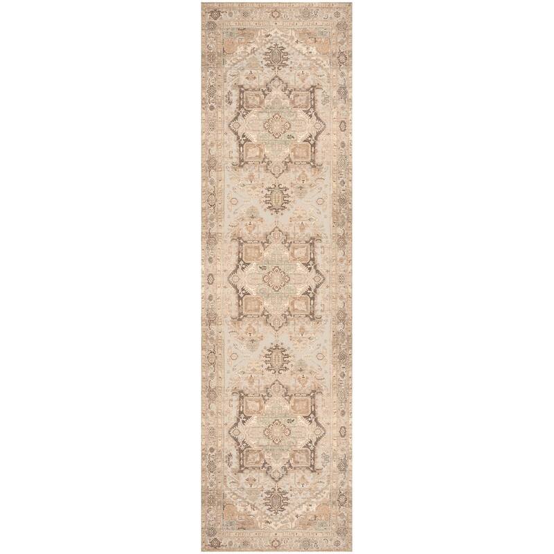 Nourison Vintage Washables Indoor only Persian Area Rug - 2'2" x 8' - Coral/Mint