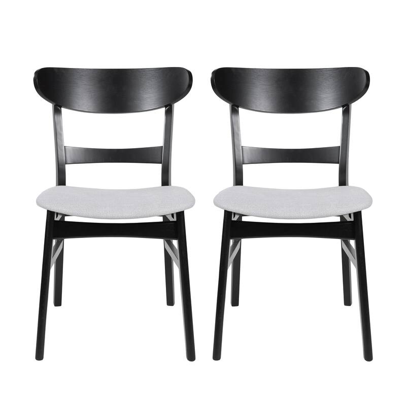 Cole Dining Chair Set of 2, Curved Open Back, Gray Padded Seat, Black