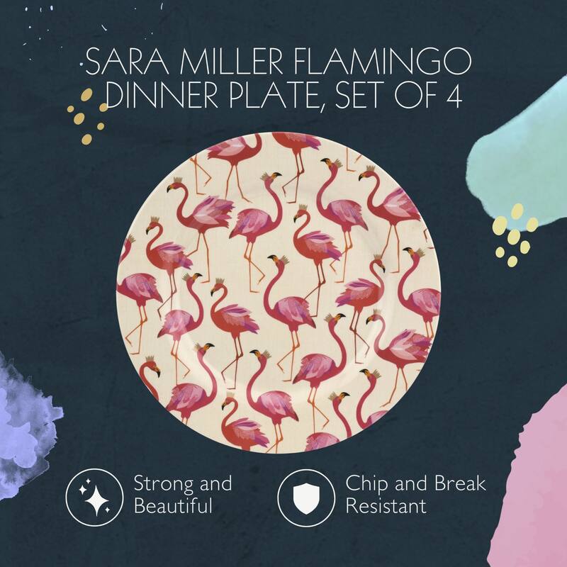 Portmeirion Set of 4 Sara Miller Flamingo Melamine Plates