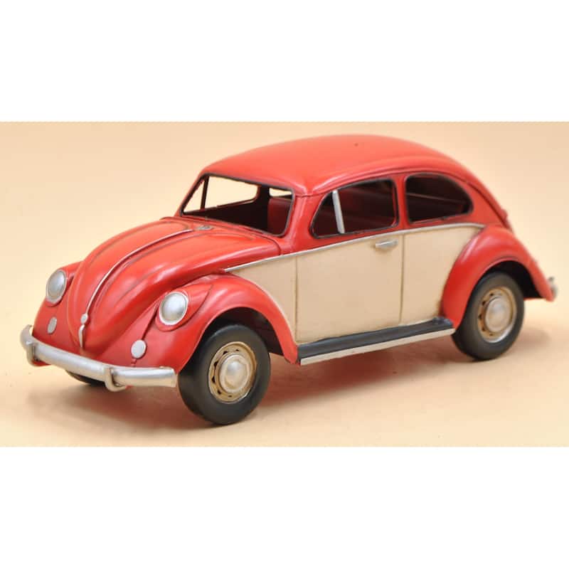 Jayland Hand Made Clic 1934 Vw Beetle In Red - Tinplate Model Home Decor
