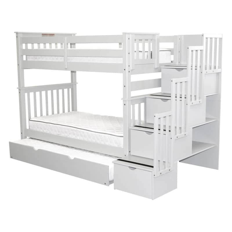 Taylor & Olive Trillium Tall Twin over Twin Stairway Bunk Bed, Trundle