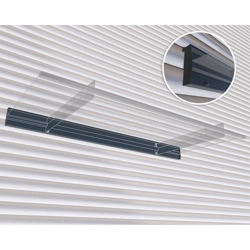 Nancy 3 ft. Gray/Clear Door and Window Fixed Awning with Siding Connector Kit