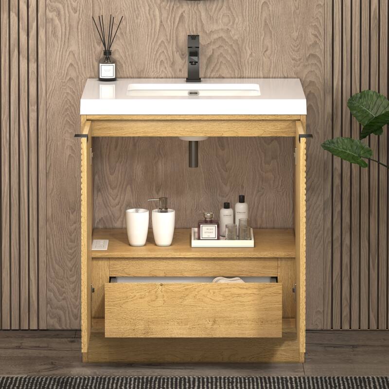 Milano 30" Freestanding Bathroom Vanity with White Acrylic Sink