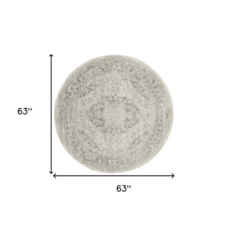 HomeRootsFloral Medallion Transitional Round Area Rug - 63' X '63' X '0.5
