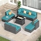 preview thumbnail 137 of 154, FINCATI Outdoor High-back Wicker Patio Sectional Set, 500 lbs Luxury Oversized Conversation Set, Spacious Couch Set