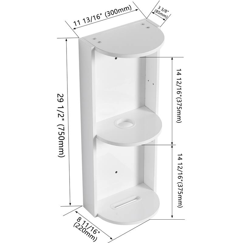 Wall Mounted Cabinet Floating Side Cabinet with Towel Shelf, Modern Storage Rack with 3 Adjustable Shelves