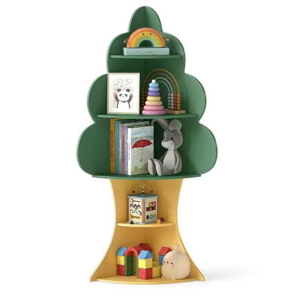 slide 2 of 10, Costway Tree Bookshelf for Kids 5-Tier Children Book Display Rack Toy - See Details Green - See Details
