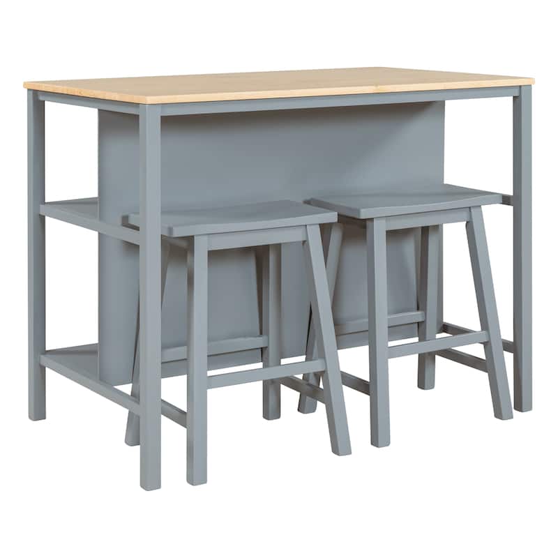 Rubber Wood Kitchen Island Set